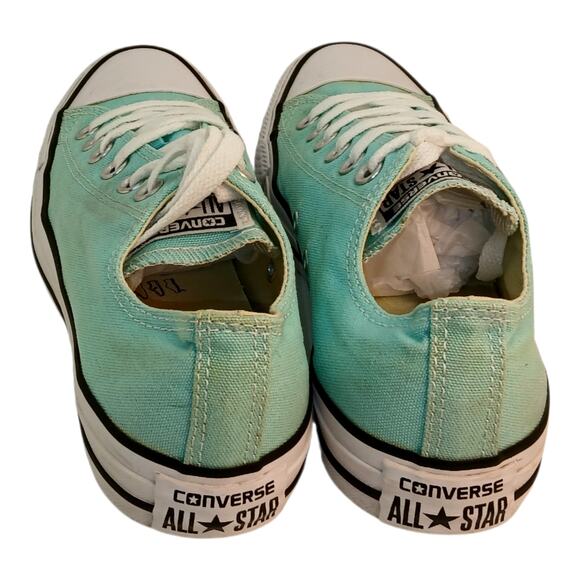 Converse All Star Teal & White Low Cut Lace Up Casual Sneakers - Women's 7 - Picture 3 of 5